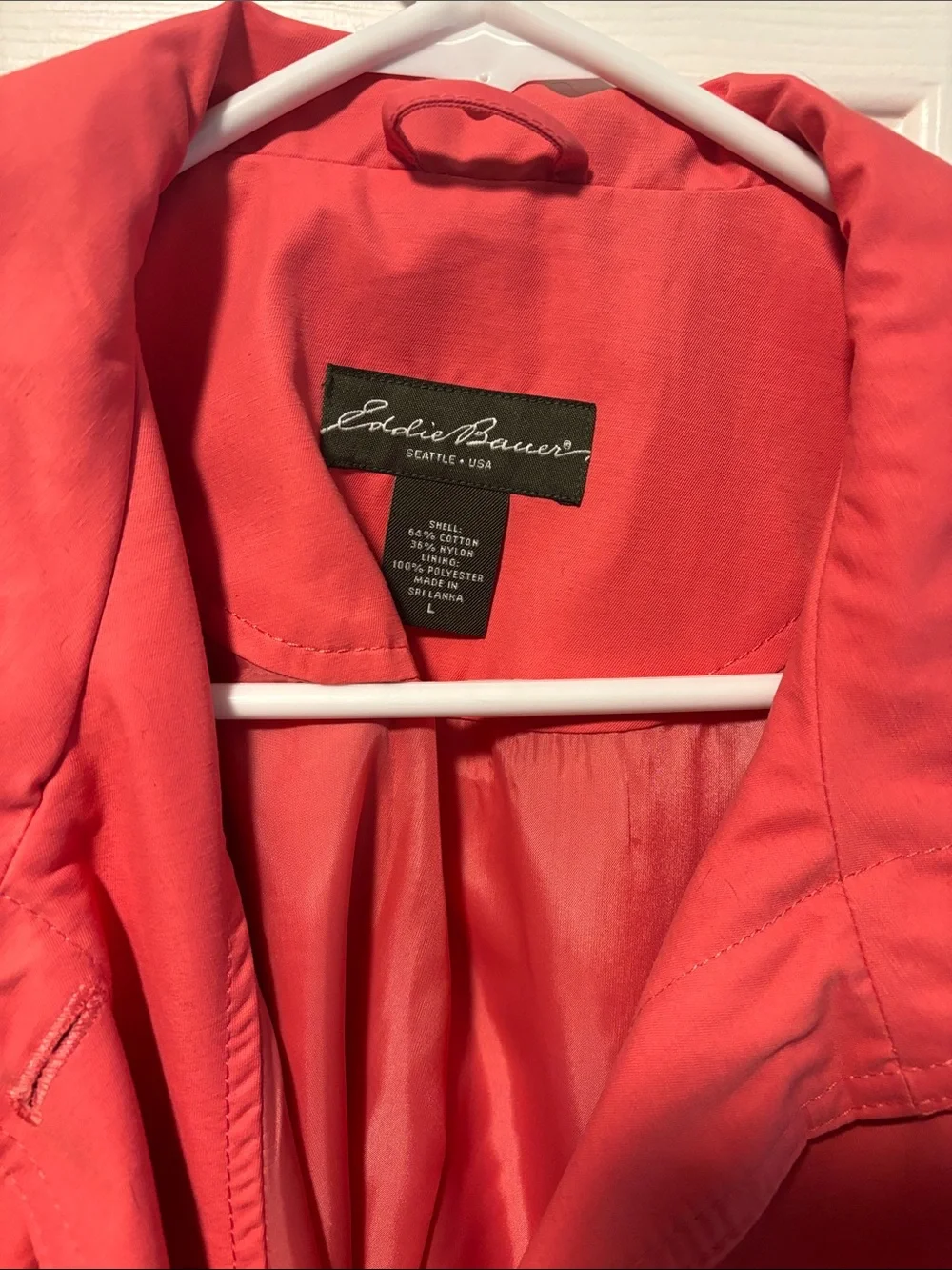 Eddie Bauer Coral-Red Lightweight Trench Coat